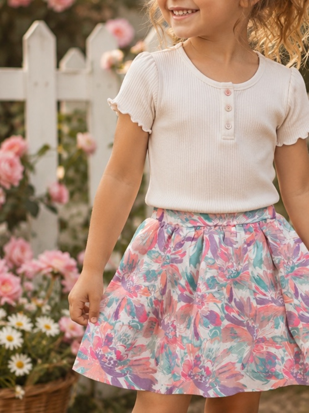 OshKosh Floral Skort Size 5T Pastel Pink Mint Purple Toddler Girls Skirt Shorts